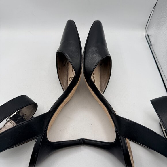 ✨ Sam Edelman “Okala” Black Leather Ankle Strap D’Orsay Heels – Size 8 – - Picture 8 of 12